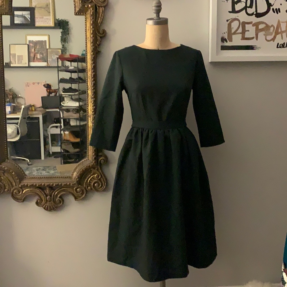 Maurini Vintage Inspired Dark Green Midi Dress